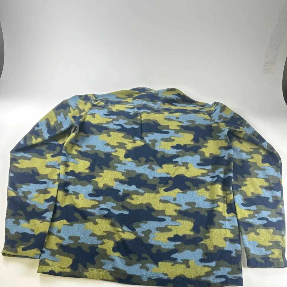 Eddie Bauer Men's Tall L First Ascent Camo Fleece 1/4 Zip Pullover Blue Green